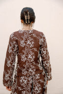 Floral Tie Blouse -BROWN
