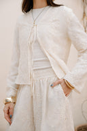 Floral Tie Blouse -OFF WHITE