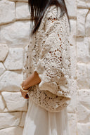 CROCHET OVERSIZED BLOUSE -Beige