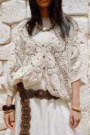 CROCHET OVERSIZED BLOUSE -Beige