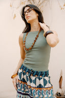 Sleeveless Ribbed Basic TOP - OLIVE