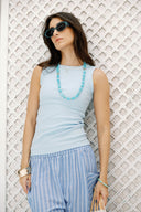 Sleeveless Ribbed Basic TOP - BABY BLUE