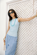 Sleeveless Ribbed Basic TOP - BABY BLUE