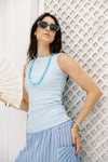 Sleeveless Ribbed Basic TOP -BABY BLUE