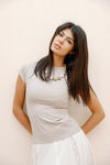 Fitted Crew Neck Basic top - Beige