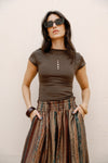 Fitted Crew Neck Basic top - BROWN