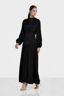 SOFT CRINKLE DRESS -BLACK