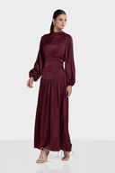 SOFT CRINKLE DRESS -MAROON