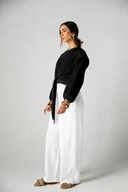CROPPED COTTON T.SHIRT -BLACK