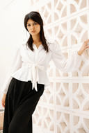 PLAIN WRAP BLOUSE -OFFWHITE