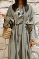 RELAXED WAIST DRESS -OLIVE