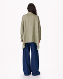 HIGH LOW LINEN SHIRT -OLIVE