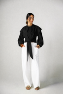 CROPPED COTTON T.SHIRT -BLACK