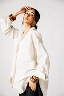 OVER SIZED LINEN SHIRT -OFF White