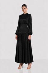 SOFT SATIN DRESS -BLACK
