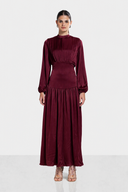 SOFT CRINKLE DRESS -MAROON