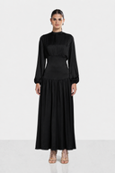 SOFT CRINKLE DRESS -BLACK