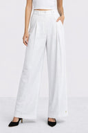 PLAIN WIDE LEG PANTS -WHITE
