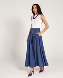 HIGH WAIST DENIM SKIRT -NAVY BLUE