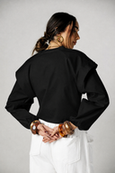 CROPPED COTTON T.SHIRT -BLACK