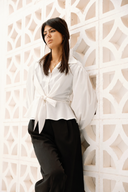PLAIN WRAP BLOUSE -OFFWHITE