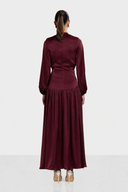 SOFT CRINKLE DRESS -MAROON