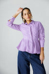 ELEGANT WAIST-FIT SHIRT -PURPLE