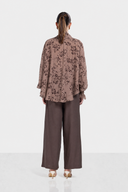 Mocha Bloom Blouse -GREIGE