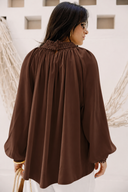 LOOSE GAIPELRE BLOUSE -BROWN