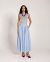 PLEATED CREPE SKIRT -BABY BLUE
