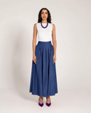 HIGH WAIST DENIM SKIRT -NAVY BLUE