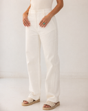 STRAIGHT GABARDINE PANTS-OFF WHITE