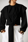 CROPPED COTTON T.SHIRT -BLACK