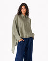 HIGH LOW LINEN SHIRT -OLIVE