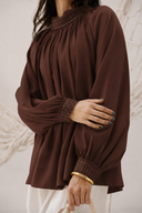 LOOSE GAIPELRE BLOUSE -BROWN