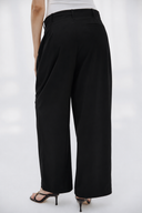 LOW WAIST CLASSIC PLEATED PANTS -BLACK