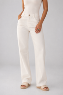 STRAIGHT GABARDINE PANTS-OFF WHITE