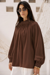 LOOSE GAIPELRE BLOUSE -BROWN