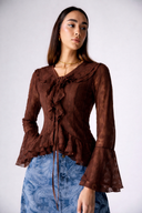 LACE MUSE BLOUSE -BROWN