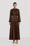 SOFT SATIN DRESS -BROWN