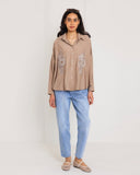 CRINKLE OVERSIZED SHIRT-CAFE