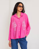 CRINKLE OVERSIZED SHIRT-FUCHIA
