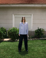 CRINKLE OVERSIZED SHIRT-GRAY