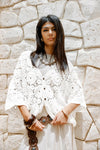 CROCHET OVERSIZED BLOUSE -OFF WHITE