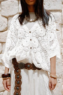 CROCHET OVERSIZED BLOUSE -OFF WHITE
