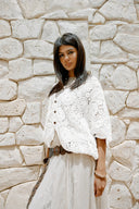 CROCHET OVERSIZED BLOUSE -OFF WHITE