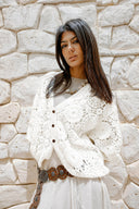CROCHET OVERSIZED BLOUSE -OFF WHITE