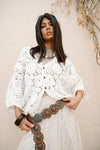 CROCHET OVERSIZED BLOUSE -OFF WHITE