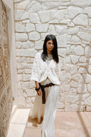 CROCHET OVERSIZED BLOUSE -OFF WHITE