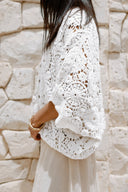 CROCHET OVERSIZED BLOUSE -OFF WHITE